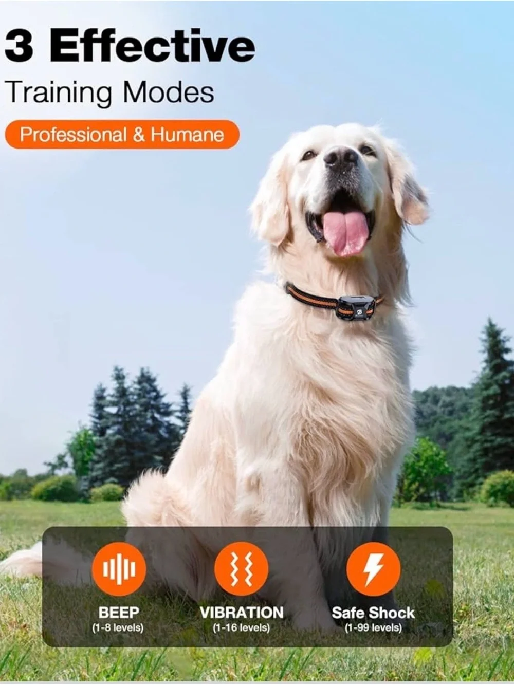 🐶 Bousnic Dog Training Collar with Remote – 3300 ft Range (Orange)